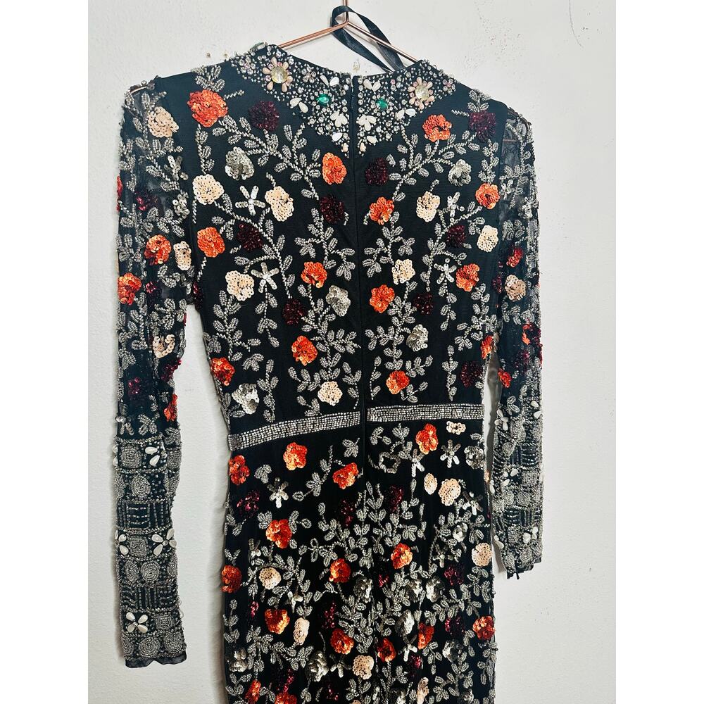 MAC DUGGAL 93925 Black Mutlicolored Beaded Sequin Long Sleeves Formal Dress sz 2 - Picture 12 of 16